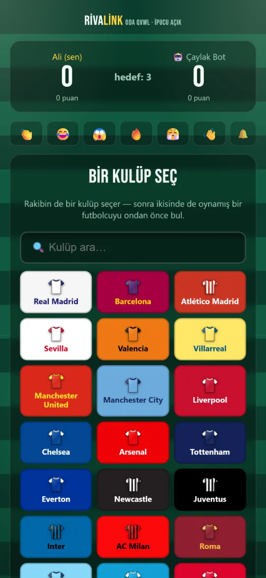 RivaLink’te kulüp seçimi: Real Madrid, Barcelona, Atlético, Liverpool ve daha fazlası, formalarıyla